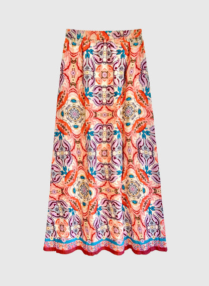 ANGE RITHANA LONG SKIRT, coral, folka style