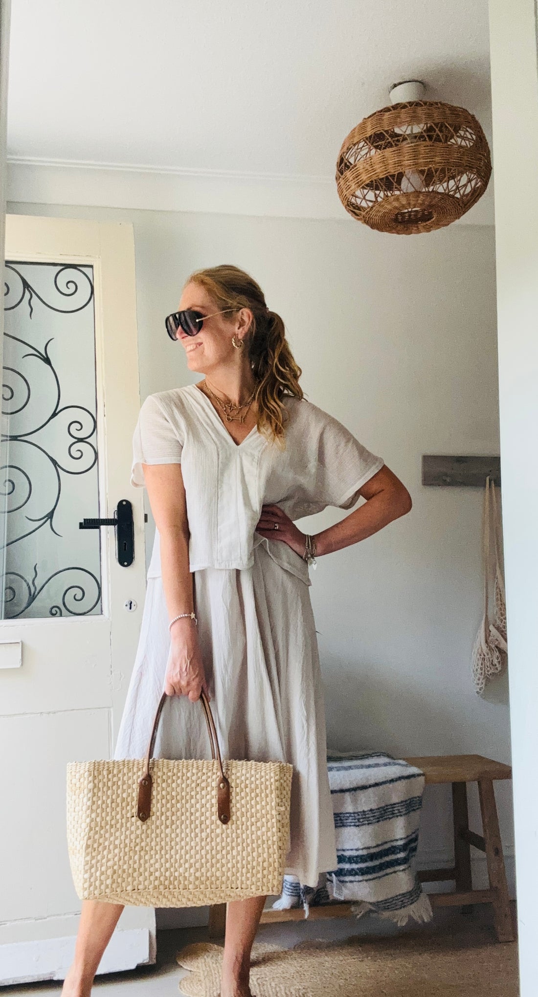 The Stone Sun Dress with Mesh Sleeve Top