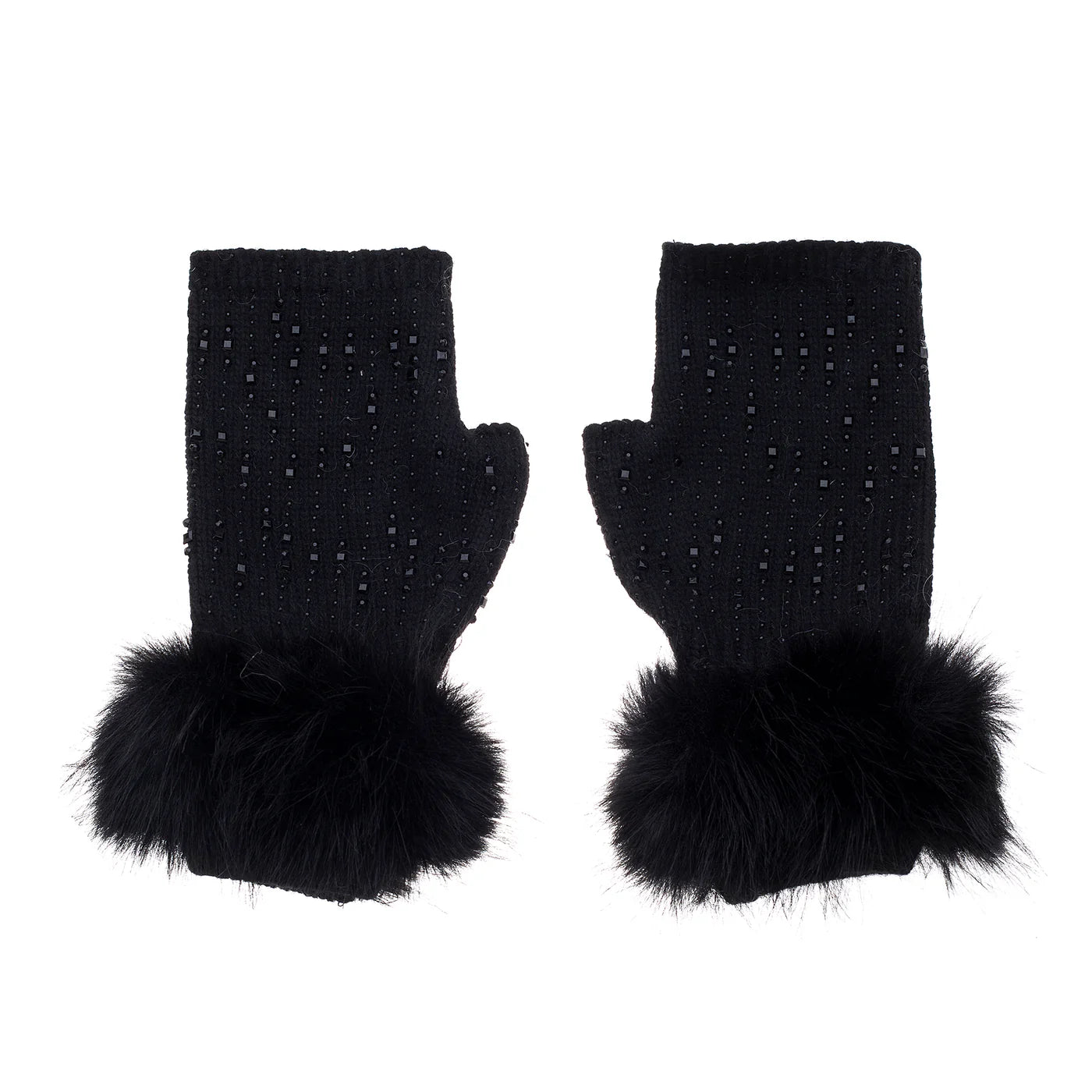 Jojo Fingerless Sparkle Gloves in Black