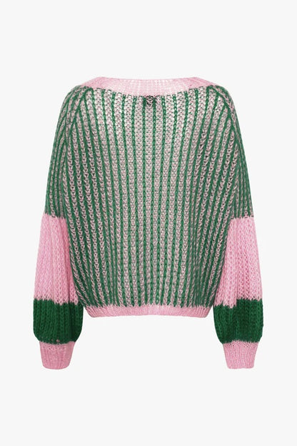 Liana Pullover in Green and Bubblegum