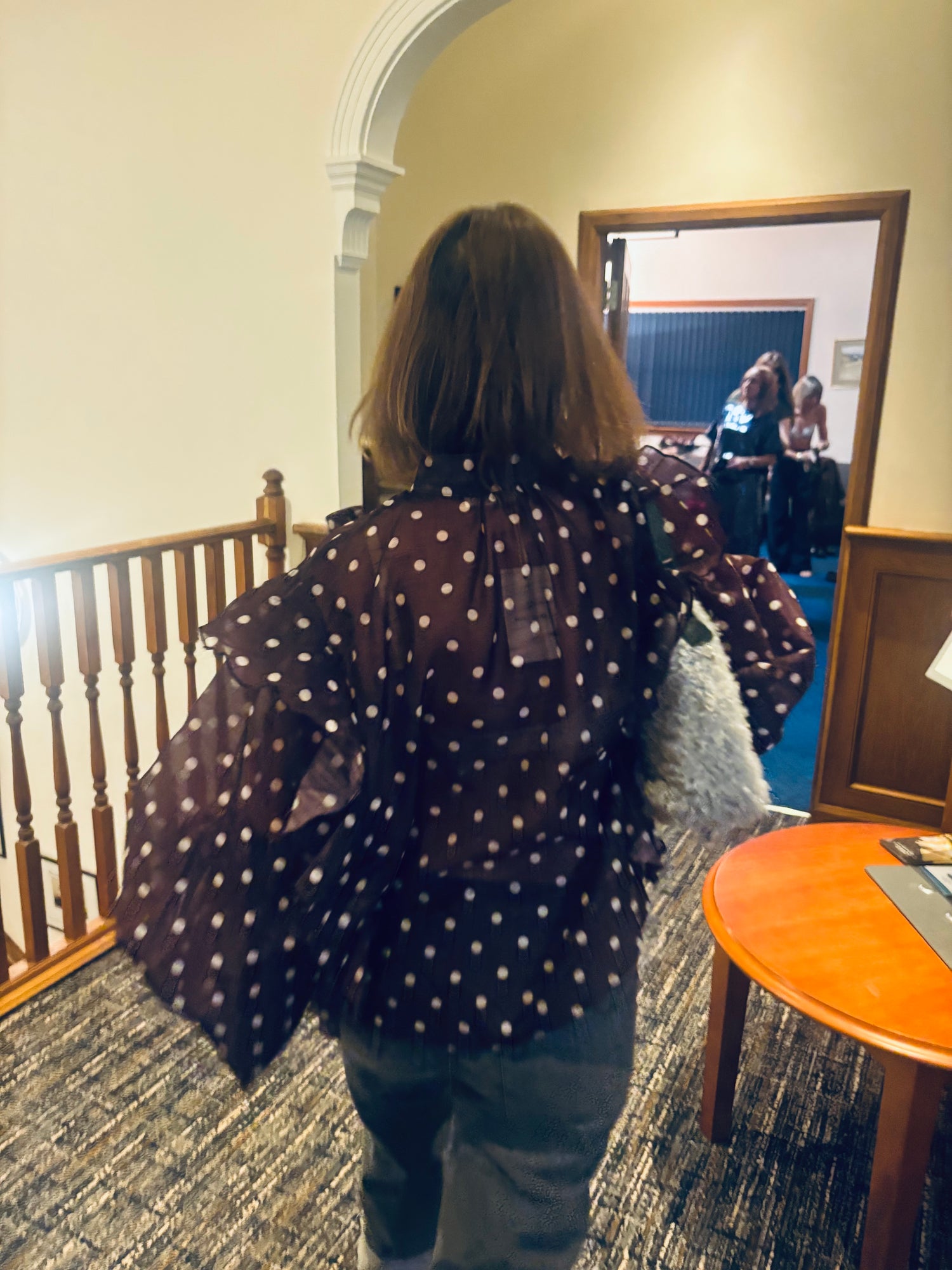 Mia Spotted Blouse with Neck Tie in Wine (ONE SIZE)