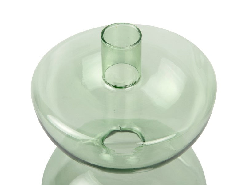 Diabolo Glass Candle Holder in Jungle Green