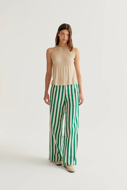Bamboo Green Print Trousers