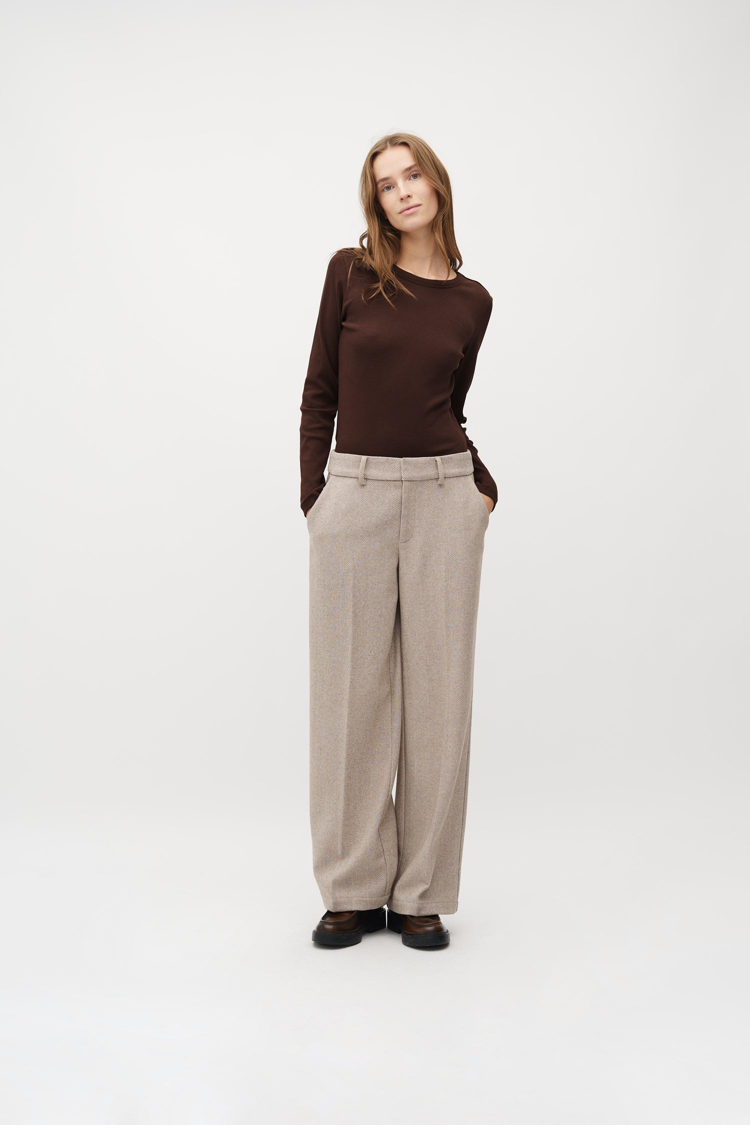MbyM Haroline Tarrina Trouser In Brown Oyster Mix
