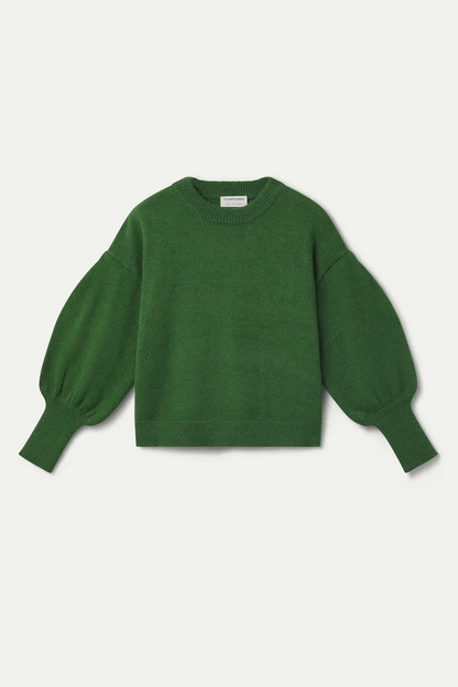 Basic green long-sleeved knit sweater