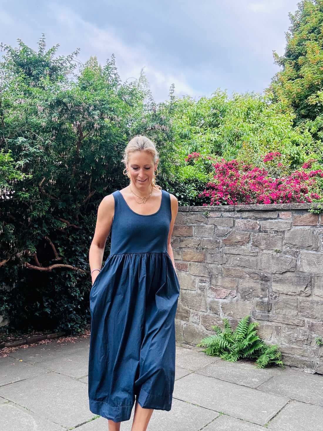 Cotton Navy Dress (one Size)