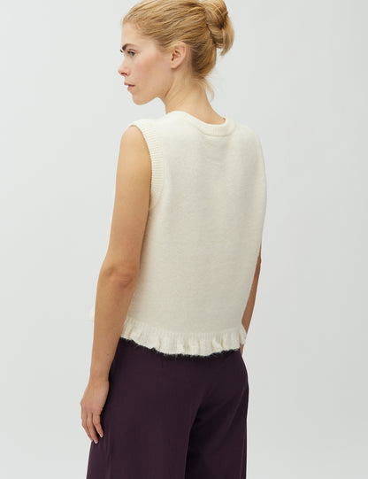MbyM Cream Frill Sleeveless Knit