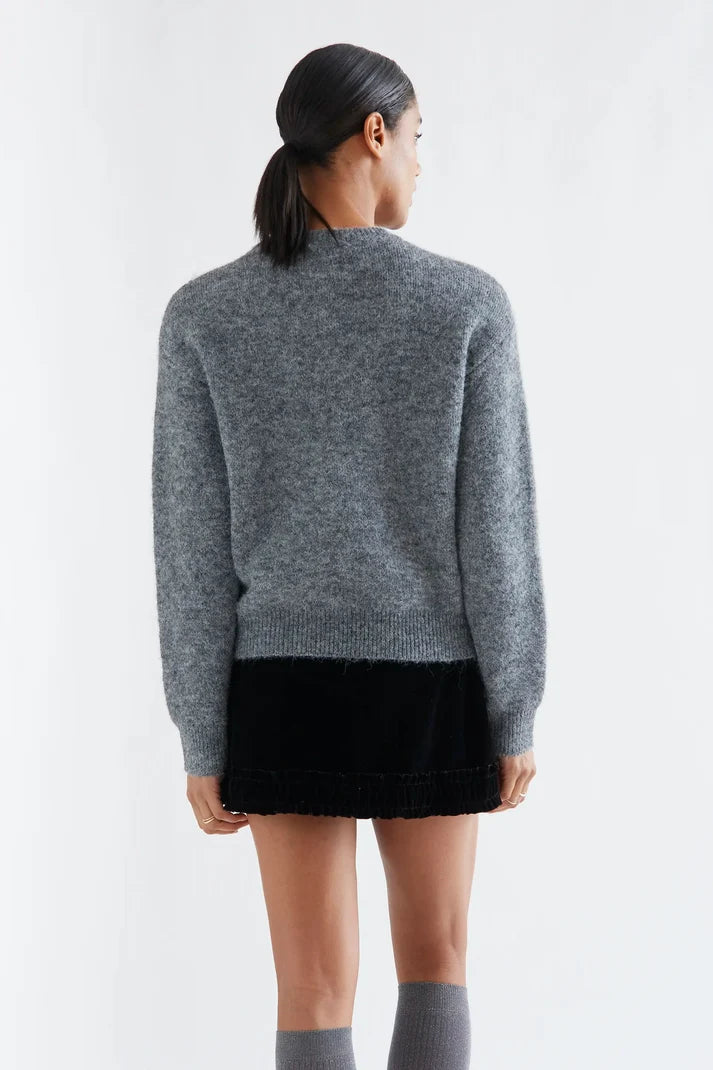 Grey jersey with black bow print