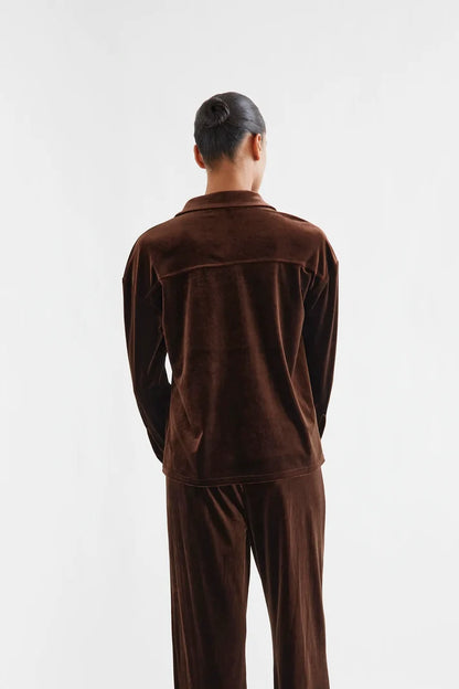 Brown velvet shirt