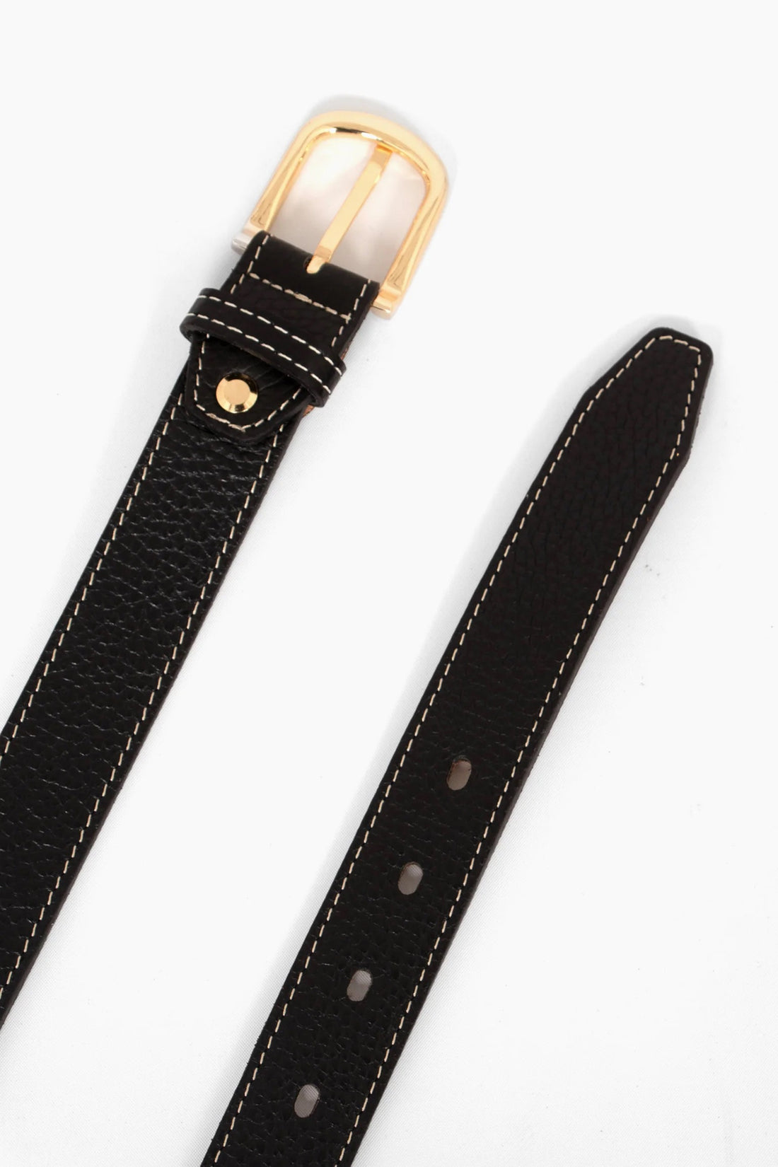 Italian Leather Belt in Black Pebble