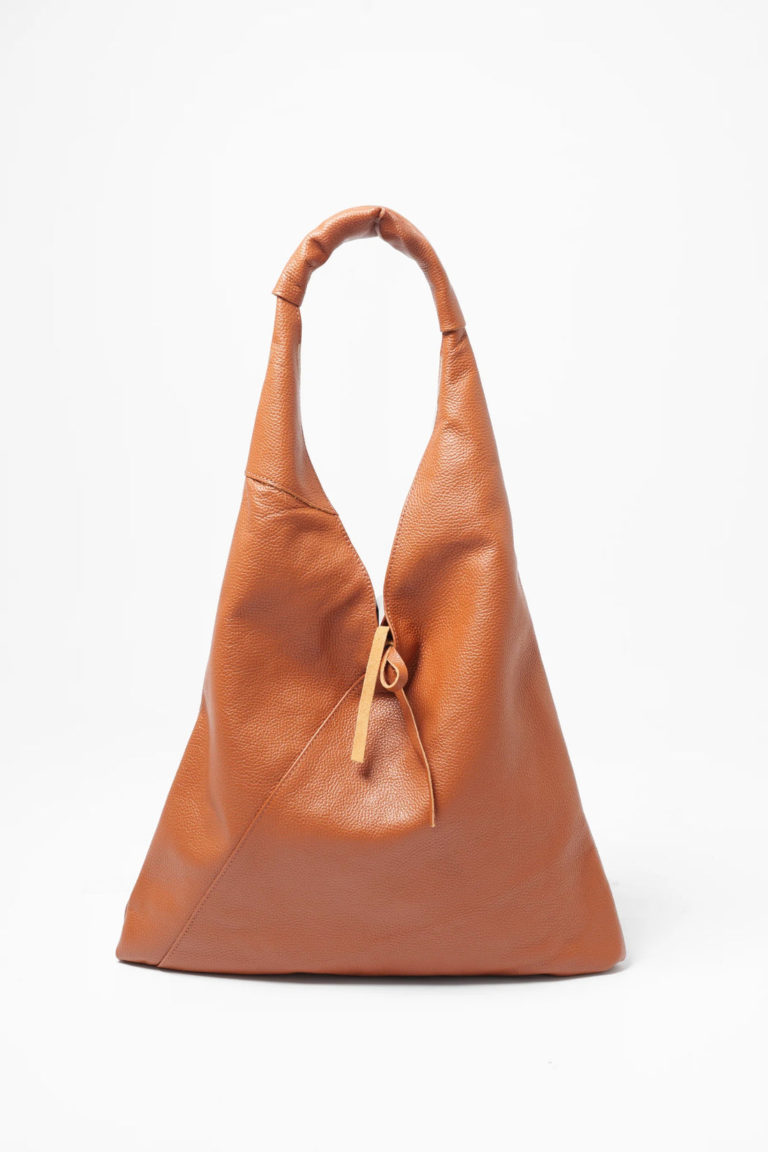 Tan Italian Pebbled Leather Shoulder Bag