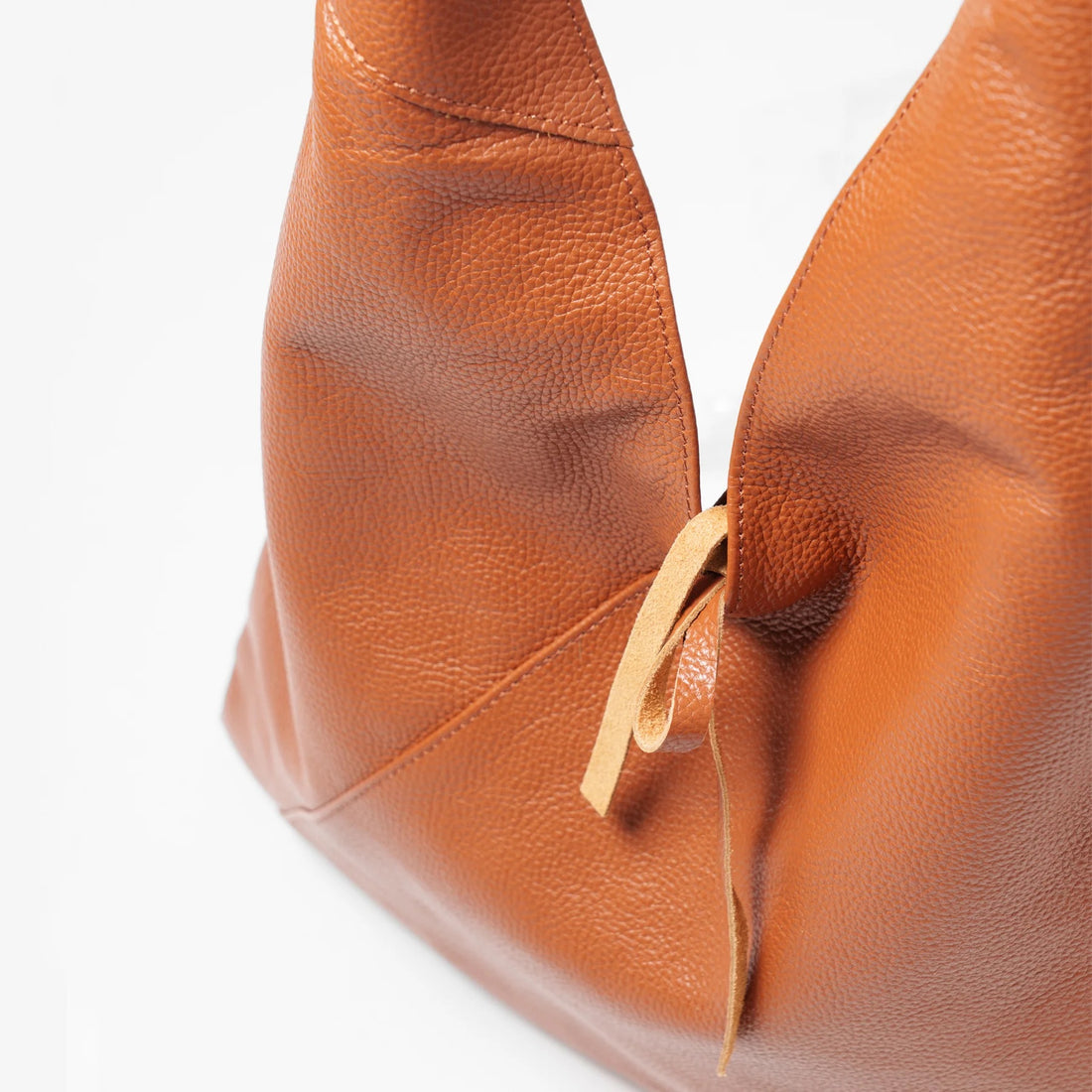 Tan Italian Pebbled Leather Shoulder Bag