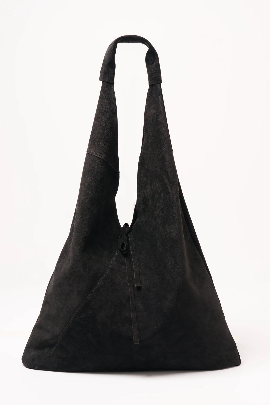 Black Italian Suede Leather Slouch Shoulder Bag