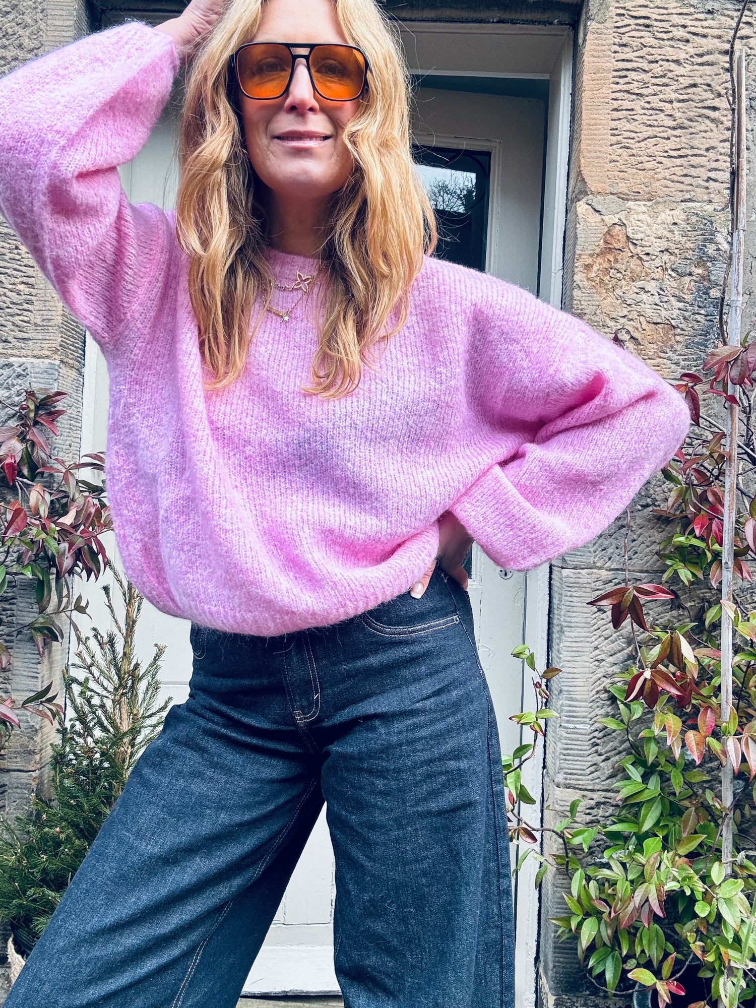 Brie Wide Sleeve Knit in Pink