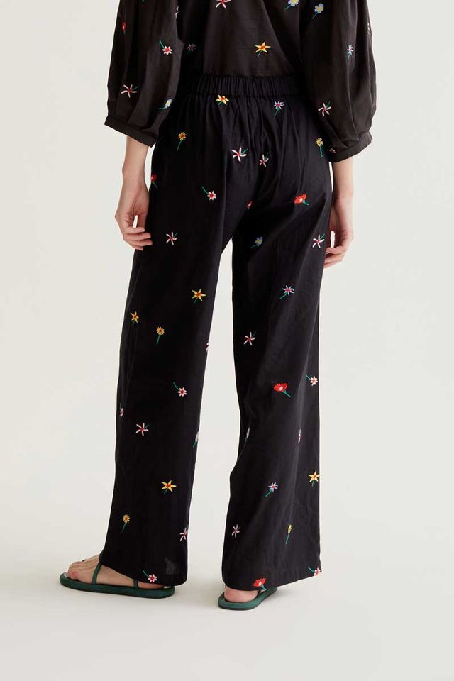 Trousers with Black Gardener Flowers print