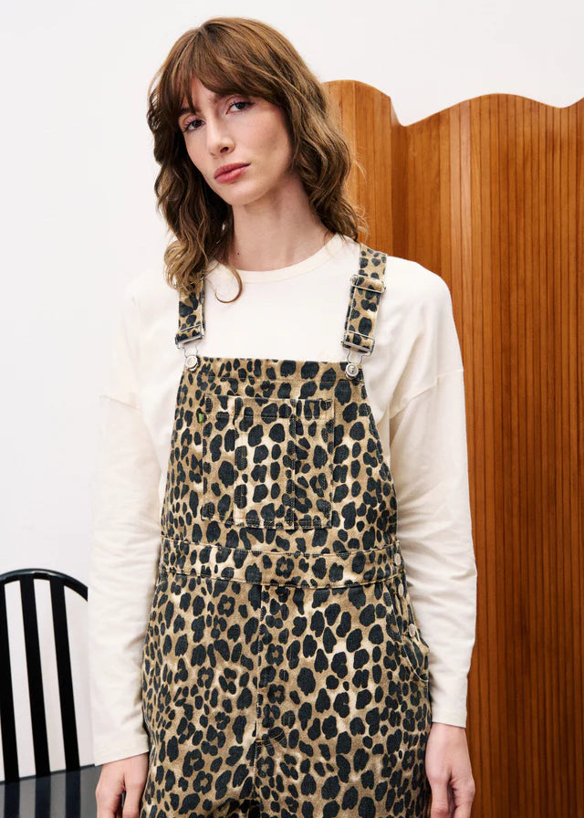 Frnch Denim Dungarees in Leopard