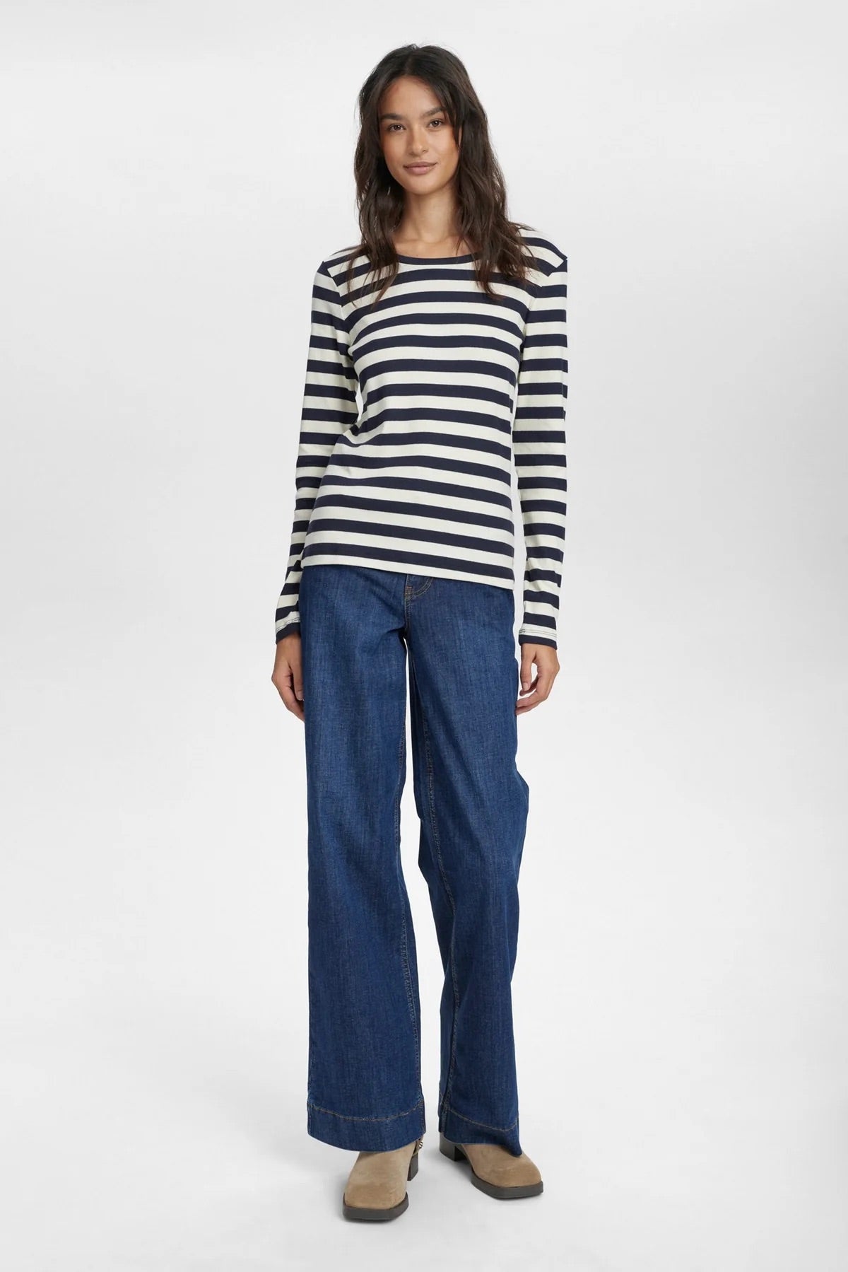 Numph Numixie Long Sleeved Top in Dark Sapphire Stripe