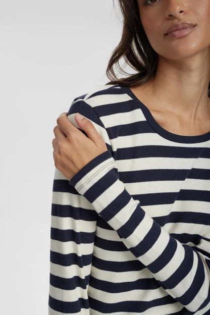 Numph Numixie Long Sleeved Top in Dark Sapphire Stripe