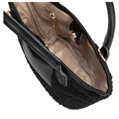 Mini Sherpa Bucket Bag In Black