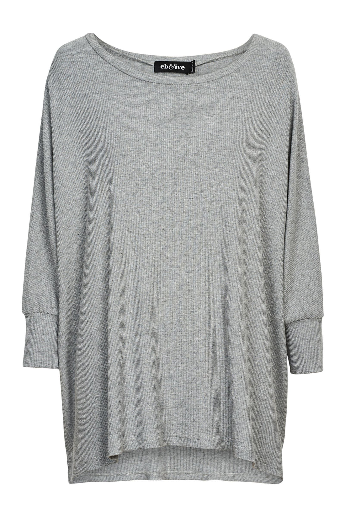 Eb &amp; Ive Grey Ribbed Top - One Size