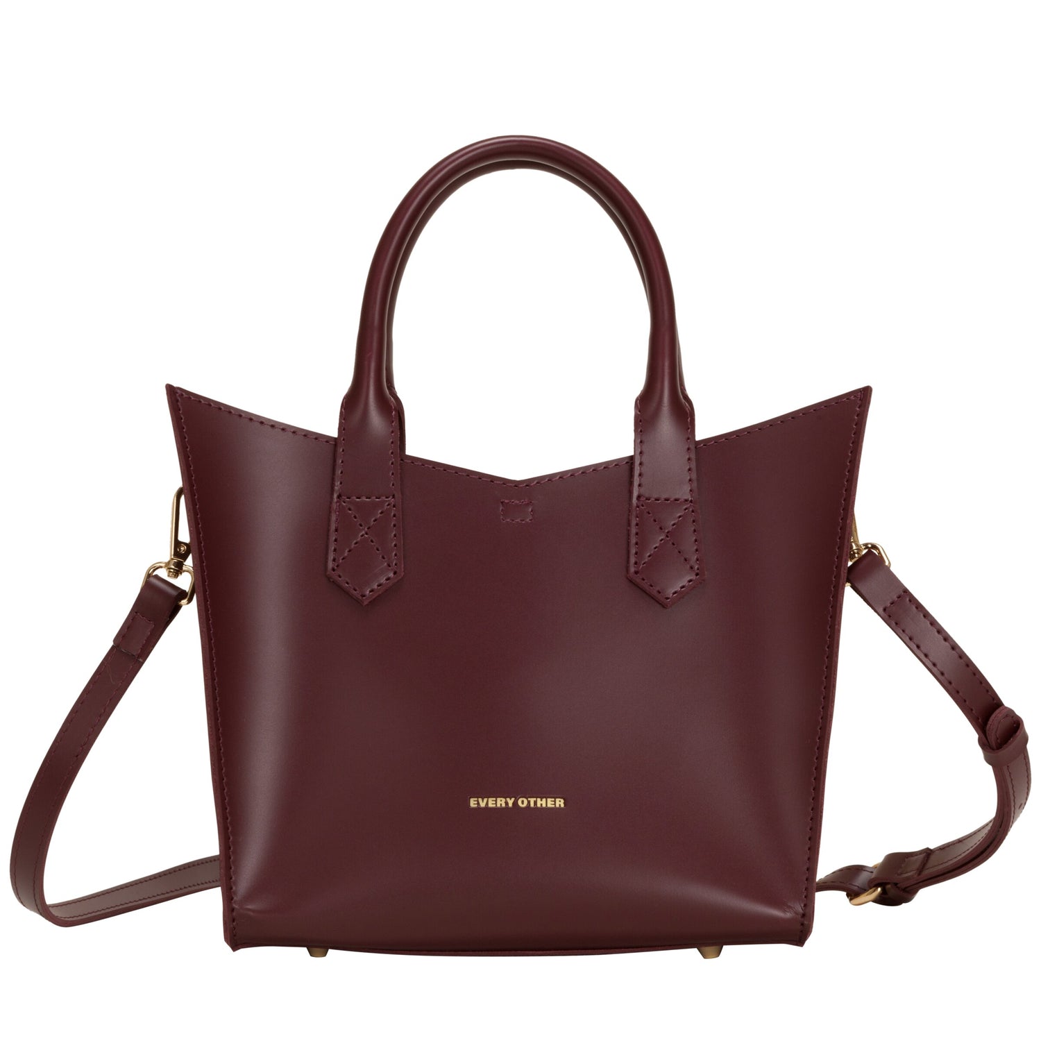 Twin Strap Medium Grab Bag In Burgundy