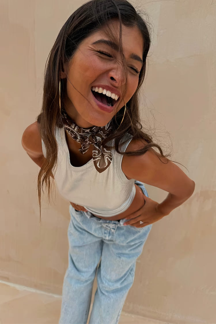 NFD Silver Ribbed Tank Top