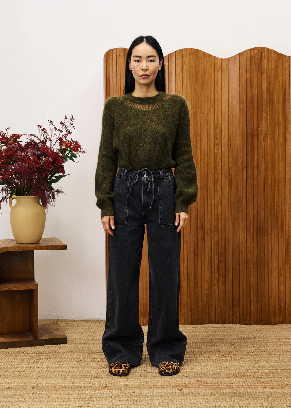 FRNCH Peony Wool Mix Knit in Kaki