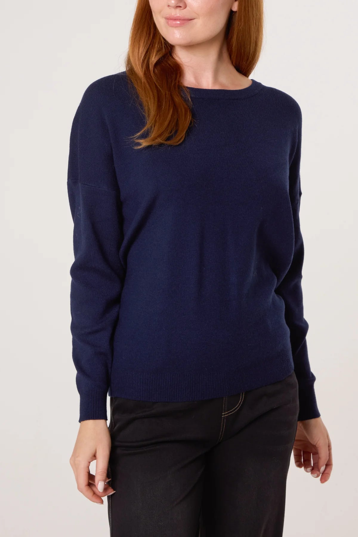Hayley Crew Neck Fine Knit in Navy