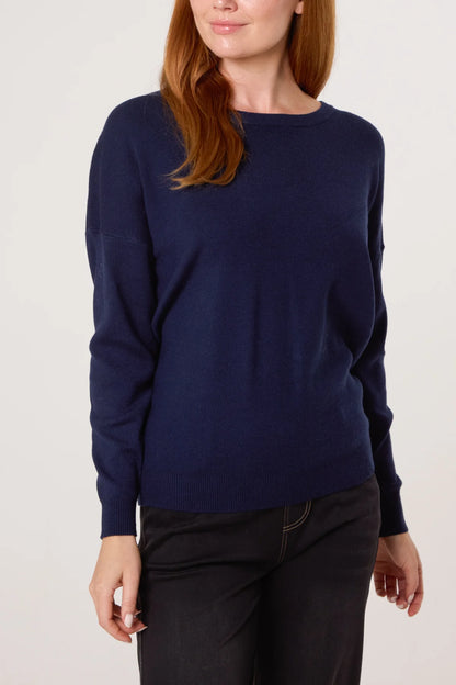 Hayley Crew Neck Fine Knit in Navy