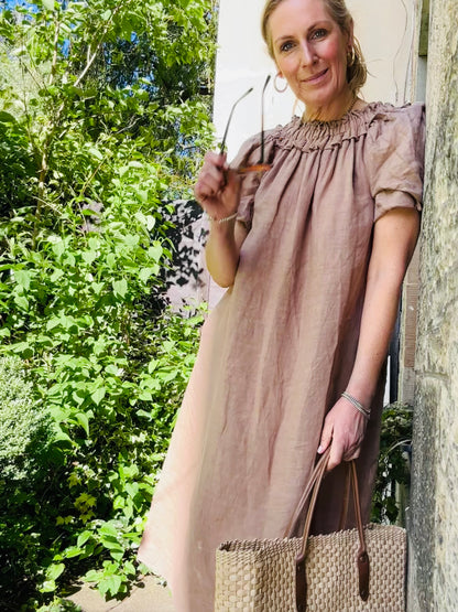 Mocha Elastic Neckline Dress (onesize)