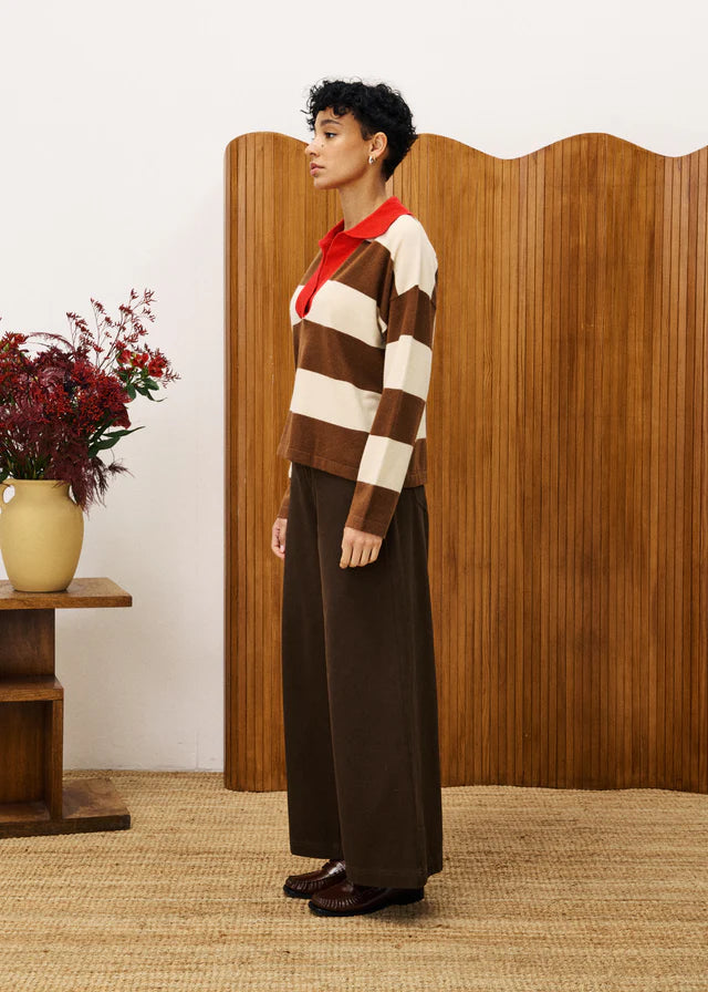FRNCH Colchique Striped Knit in Marron Glace