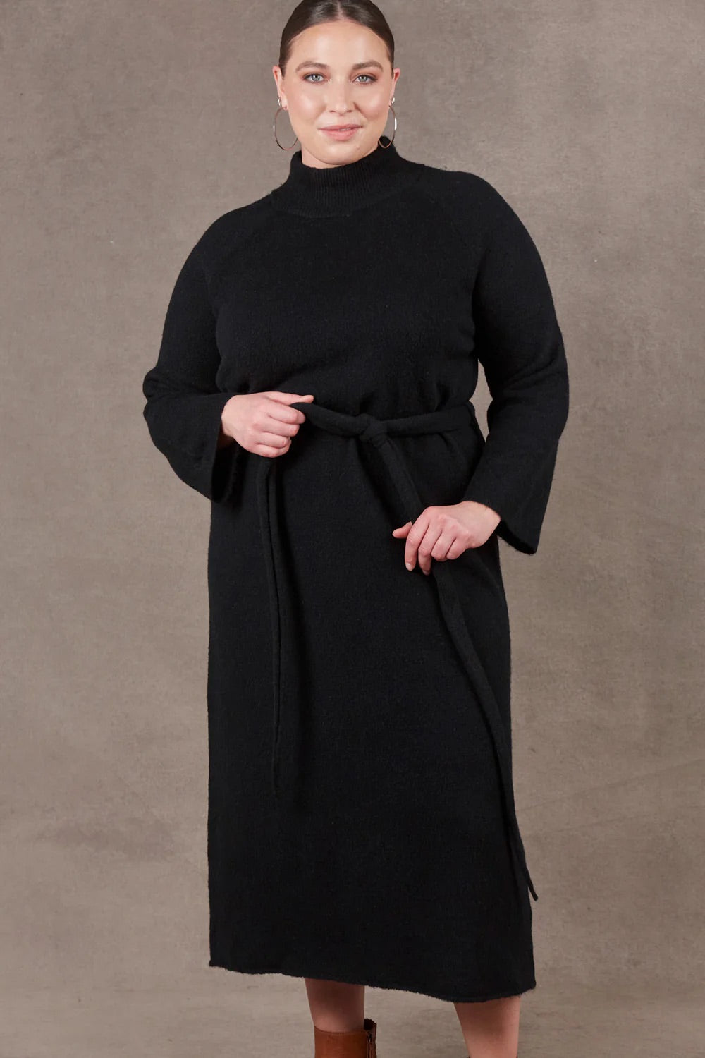 Eb &amp; Ive Paarl Tie Knit Dress in Ebony (ONE SIZE)