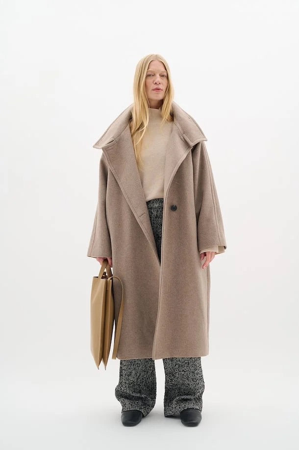 InWear Thora Collared Coat In Sandy Grey