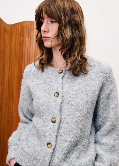 FRNCH Selkirk Cardigan in Grey