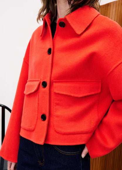 FRNCH Capucine Short Wool Coat in Red