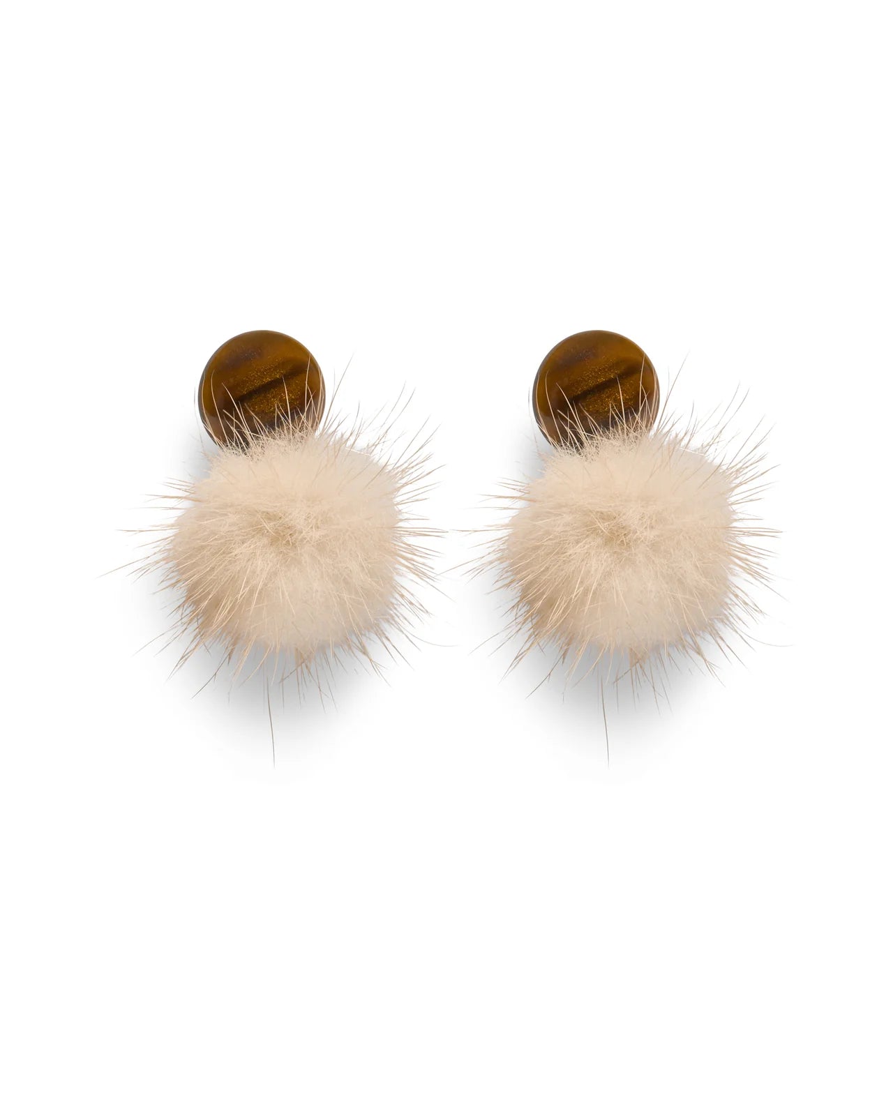Battle Fluffy Stud Earrings in Caramel