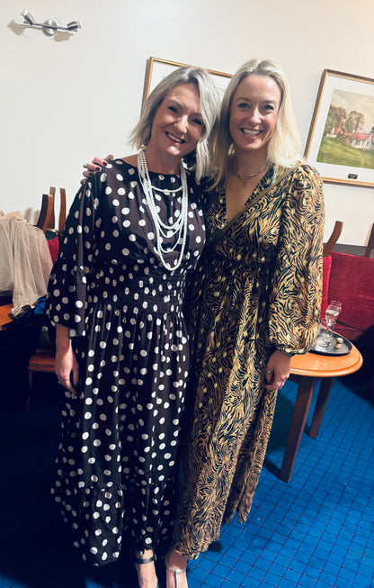 Polka Dot Shirred Waist Dress in Chocolate Brown (ONE SIZE