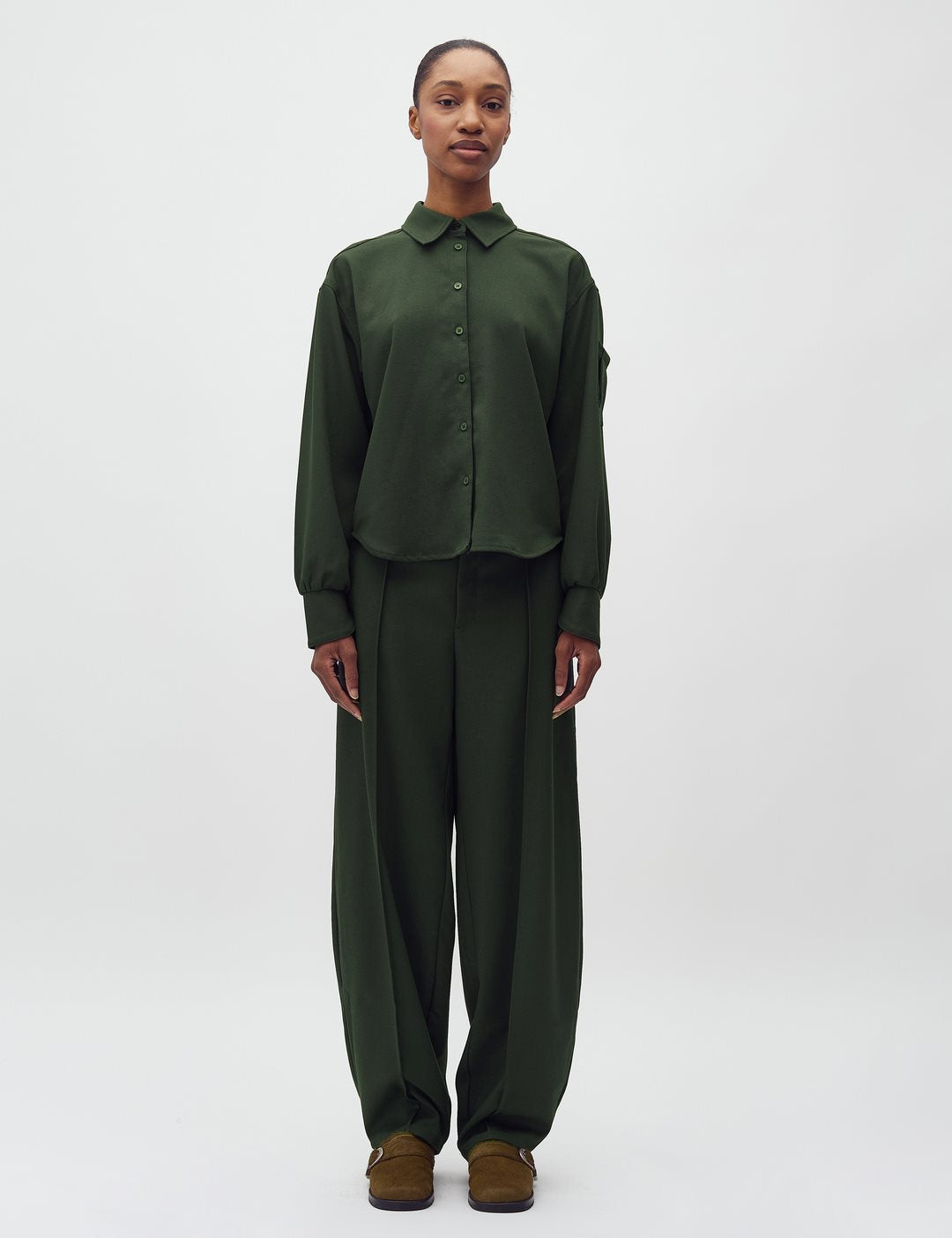Mbym Morella Pija Trouser in Dark Green