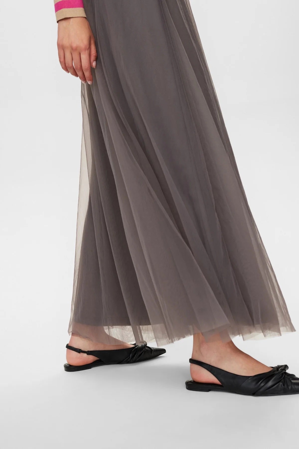 Nümph Nuea Tulle Maxi Skirt in Dark Shadow