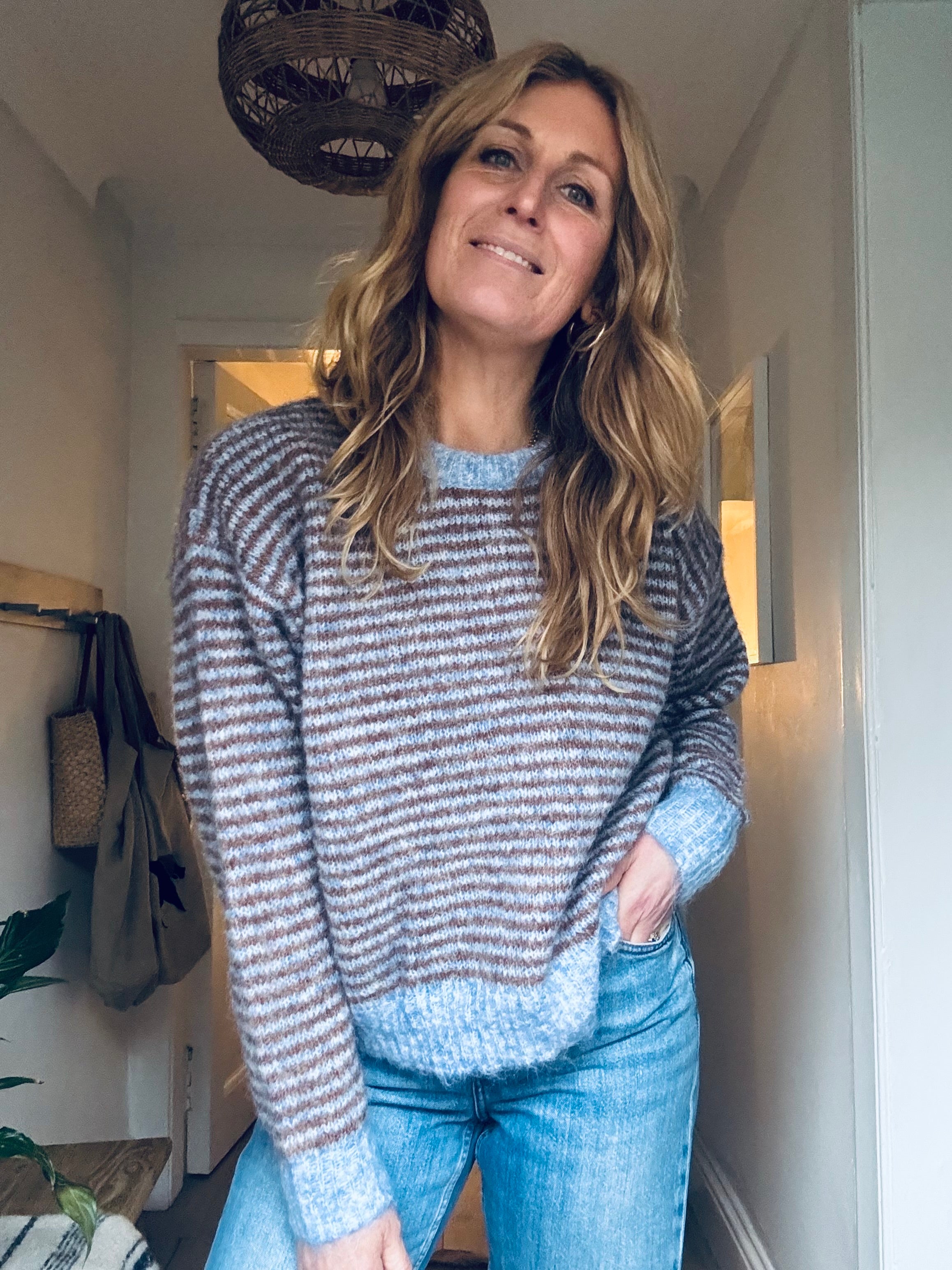 Stripe Blue and Brown knit (one size)