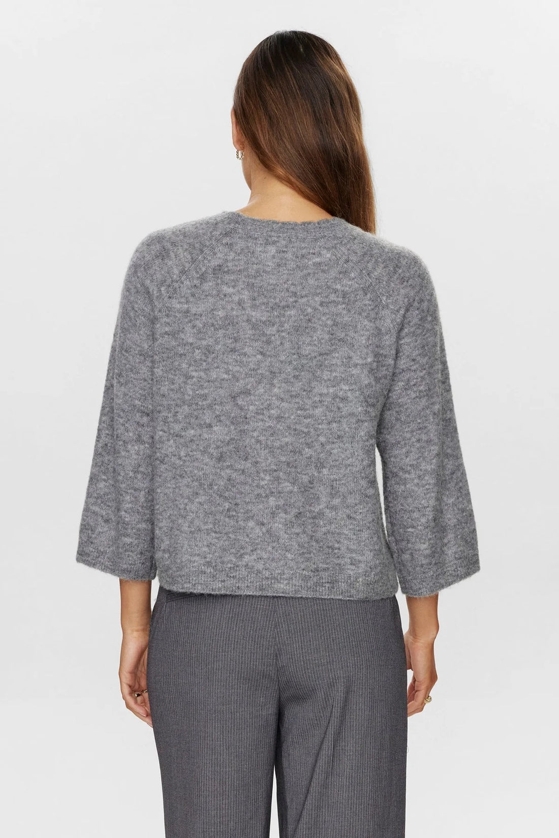 Numph Nuriette Selma Knit in Medium Grey Melange