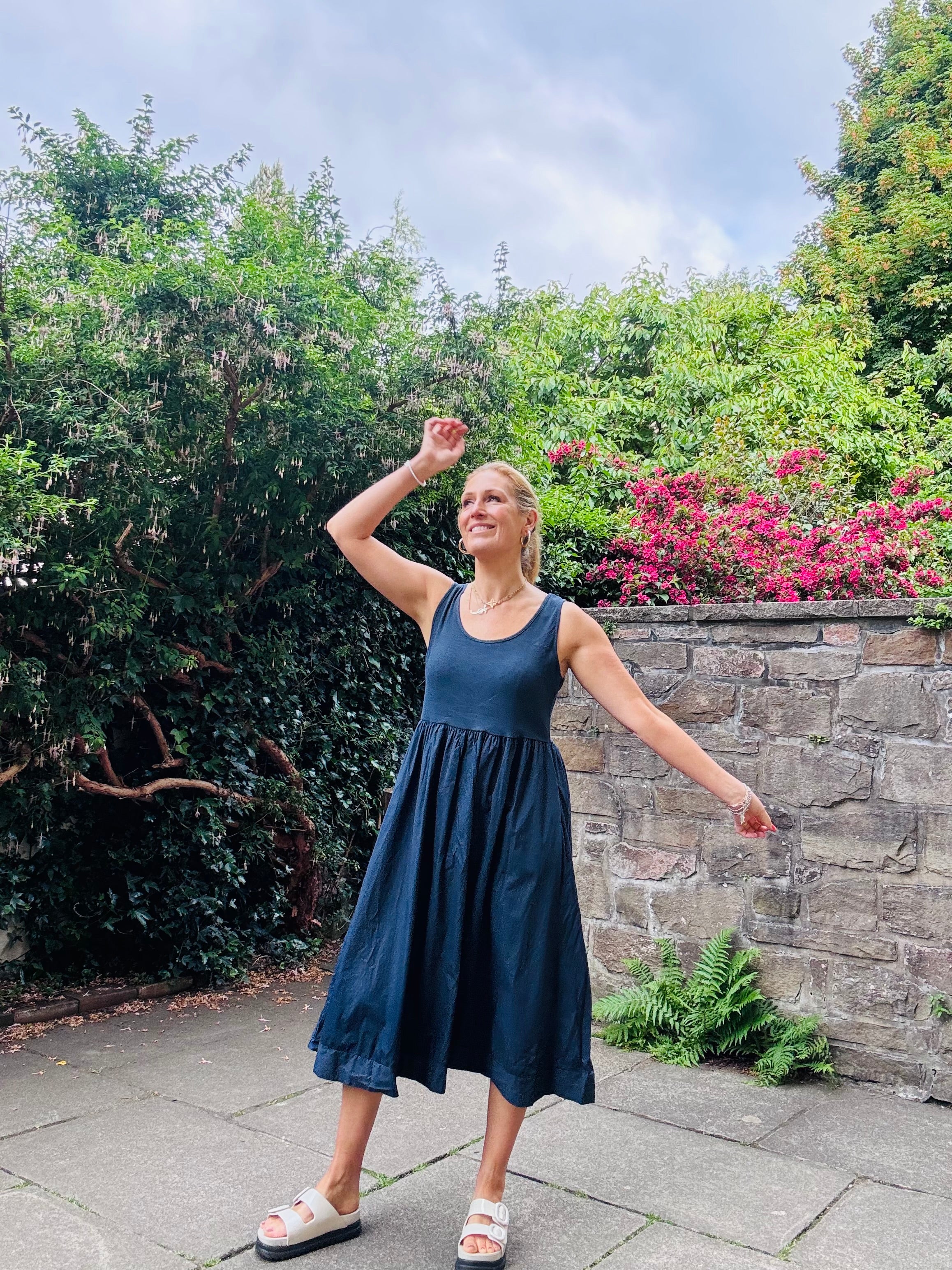 Cotton Navy Dress (one Size)