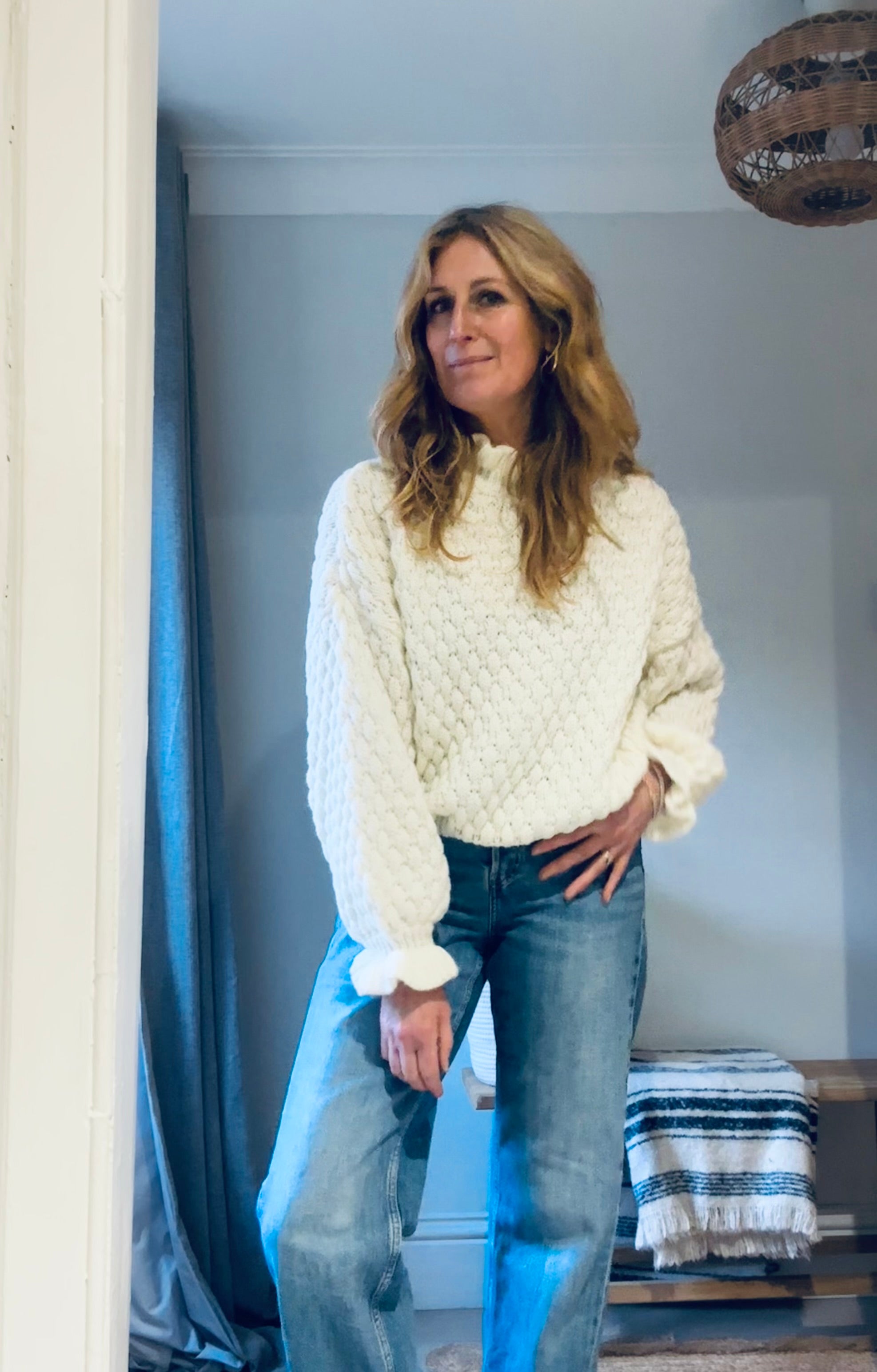 Paris White Ruffle Knit (one size)