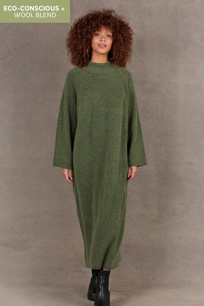 Eb &amp; Ive Paarl Tie Knit Dress in Moss (ONE SIZE)