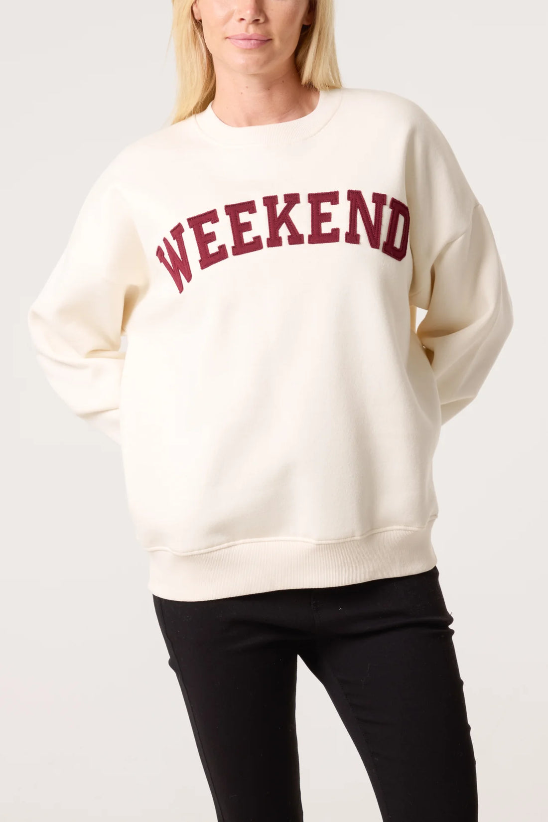 VarsityWeekend Slogan Sweatshirt in Ivory