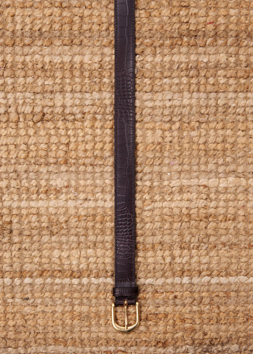 FRNCH Maurois Brown Leather Belt in Crocodile Effect