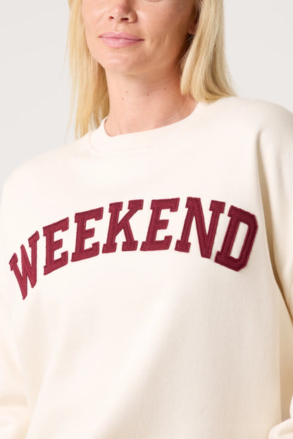 VarsityWeekend Slogan Sweatshirt in Ivory