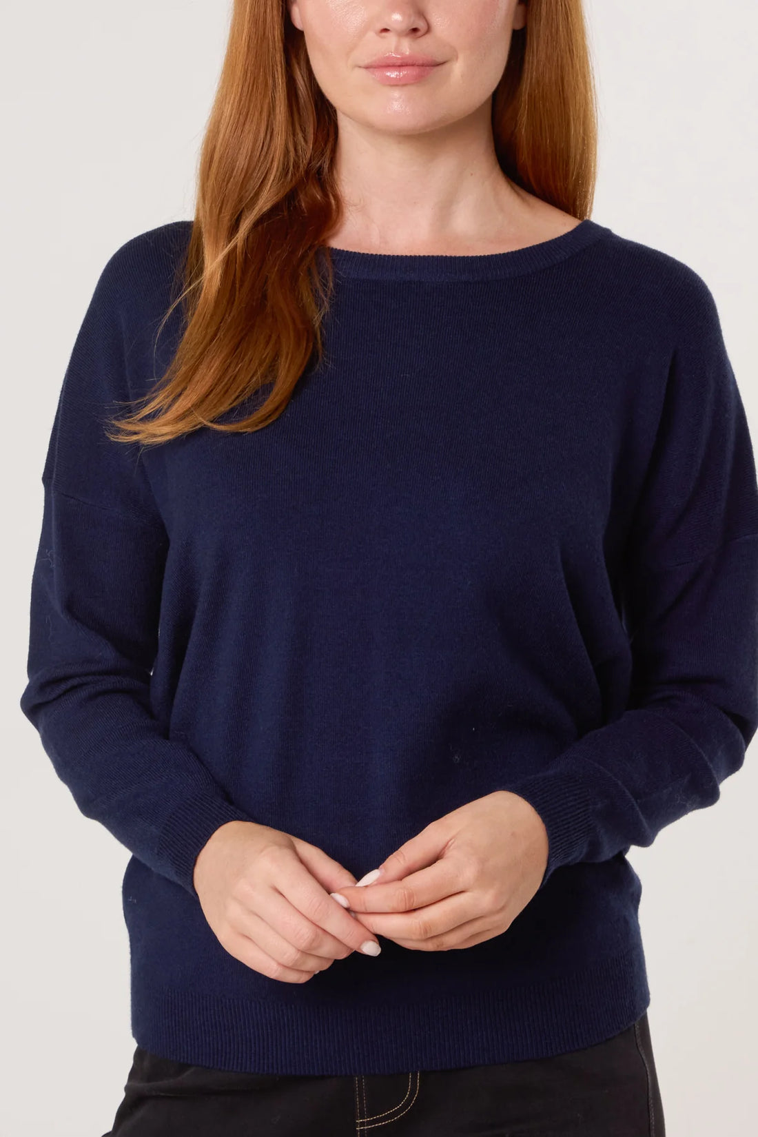 Hayley Crew Neck Fine Knit in Navy