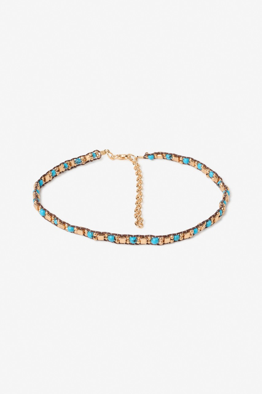 Nekane Chirano Beaded Cord Choker Necklace in Blue