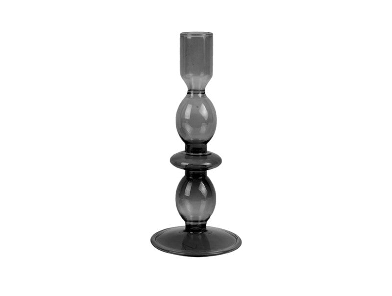 Bubbles Medium Glass Candle Holder in Black